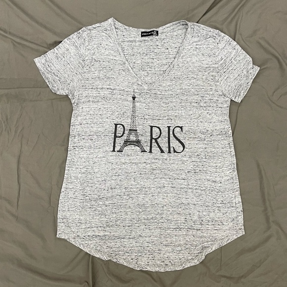 Paris France V-Neck Eiffel Tower Shirt Size Large - Picture 1 of 3